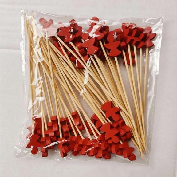 Festive Bamboo Christmas Cocktail Picks - 50 Snowflake Themed Disposable Picks for Holiday Parties
