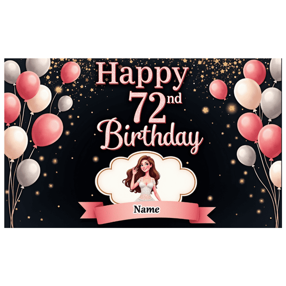Festive Banner Happy 72nd Birthday Balloon Celebration Elegant Design for Birthday Party Celebration Photography Backdrop