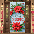 thumbnail image 1 of Festive Banner Merry Christmas Decorative Design Red Poinsettia Floral Holiday Decoration for Seasonal Celebration Indoor Venue Winter Party, 1 of 9