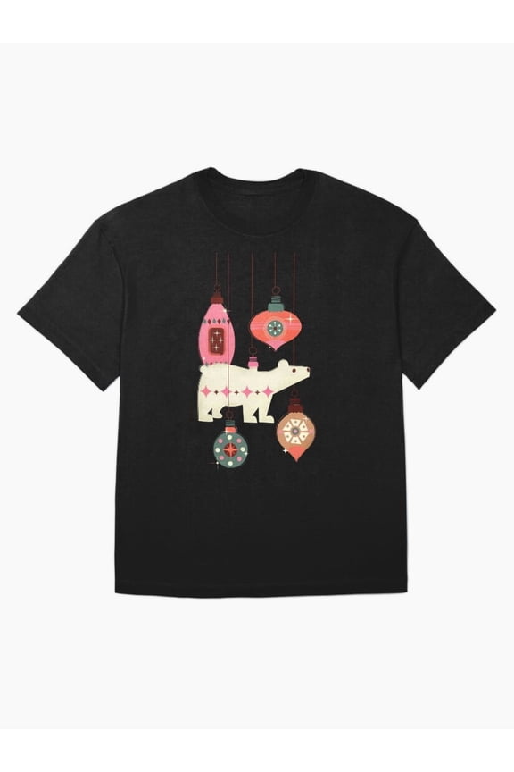 Festive Baubles Polar Bear Oversized Christmas Apparel Unisex T-Shirt up to Size 5XL