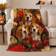 thumbnail image 1 of Festive Beagle Holiday Scene Box Poinsettias Christmas, Festive Pet Portrait Pattern, Warm Flannel Blanket for Living Room and Bedroom, Dog Lovers Just Because Gift, Pet Lover Home Decor, 1 of 9