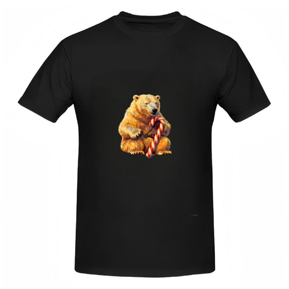 Signetis Unisex Festive Bear - Holiday Fun Graphic Tee, Black, Short Sleeve