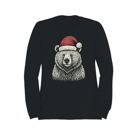 Festive Bear in Santa Hat Women's Sweatshirt