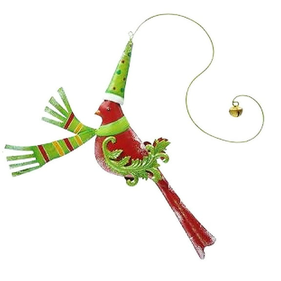 Festive Bird Hanging Ornament Red