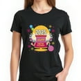 Festive Black TShirt for New Year 2025 Vibrant Magenta Party Hat
