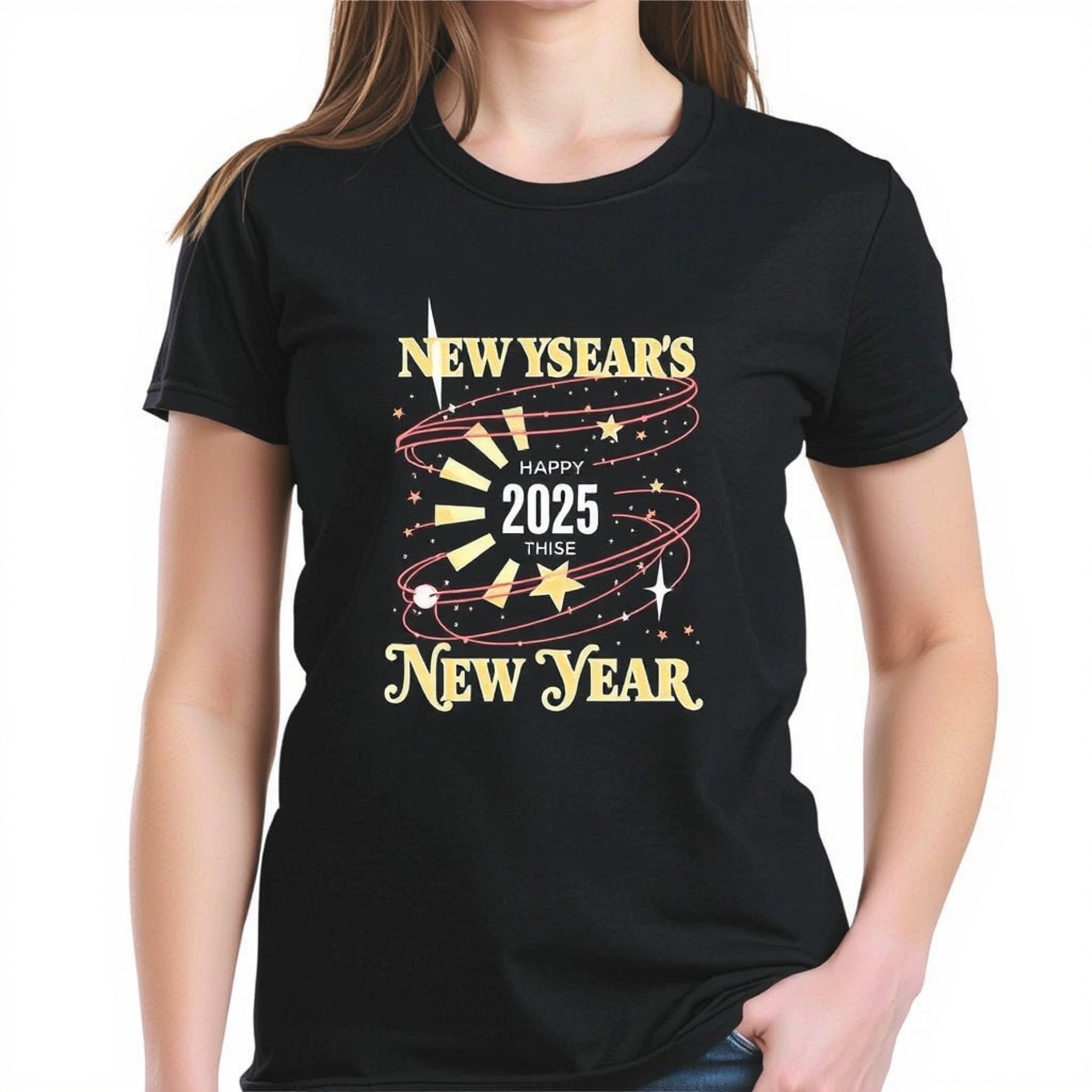 Festive Black TShirt for New Year's 2025 Stylish Loading Bar Graphic