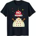 thumbnail image 1 of Festive Black T-Shirt with Cheerful Snowman Graphic and HO HOMIES Design, 1 of 5