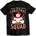 thumbnail image 1 of Festive Black T-Shirt with Cheerful Snowmen Graphic 'Merry Christmas Squad', 1 of 5