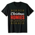 thumbnail image 1 of Festive Black T-Shirt with 'Christmas Homies' Design and Border, 1 of 5