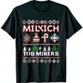 Festive Black TShirt with Christmas Trees Snowflakes & Candy Canes