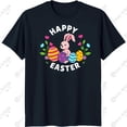 thumbnail image 1 of Festive Black T-Shirt with Cute & Colorful Easter Eggs Graphic Happy Easter Design, 1 of 5