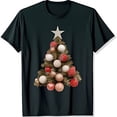 Festive Black TShirt with Elegant Christmas Tree and Colorful