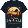 Festive Black TShirt with Holiday Scene Moon & 'Girl Group' Design