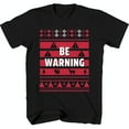 Festive Black TShirt with Red Christmas Graphic Snowflakes Trees Deer