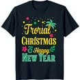 thumbnail image 1 of Festive Black T-Shirt with Tropical Christmas Graphic & Tree Design, 1 of 5