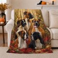 thumbnail image 1 of Festive Boxer Dog Group Portrait Painting Red Gold, Festive Pet Portrait Pattern, Warm Flannel Blanket for Living Room and Bedroom, Dog Lovers Father's Day Gift, Pet Lover Home Decor, 1 of 9