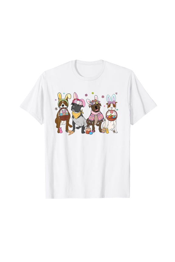 Festive Cartoon Animals Easter T-Shirt for Dog Lovers and Dog Moms