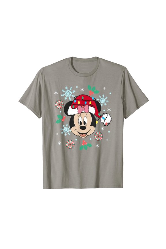 Festive Cartoon Mouse Face T-Shirt for Holiday Cheer and Winter Celebrations