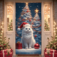 thumbnail image 1 of Festive Cat Christmas Banner Colorful Ornaments Holiday Background for Seasonal Party Winter Celebration Gathering, 1 of 9