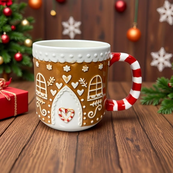 Festive Ceramic Christmas Mug 12oz Holiday Coffee Cup Joyful Design Hot Cold Drinks Microwave Dishwasher Safe Gift for Family Friends