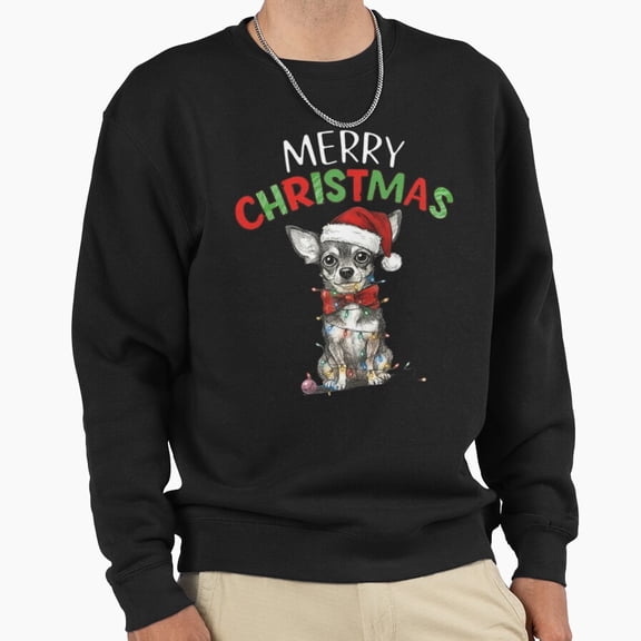 Festive Chihuahua Christmas Holiday Graphic Unisex Sweatshirt Retro Vintage Art G25239, Up to Size 5XL