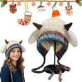 thumbnail image 1 of Festive Christmas Antler Hat, Creative Antler Hat & Bag 2-in-1, Cute Soft Knit Reindeer Headwear, 1 of 8
