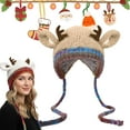 thumbnail image 1 of Festive Christmas Antler Hat, Creative Antler Hat & Bag 2-in-1, Cute Soft Knit Reindeer Headwear, 1 of 8