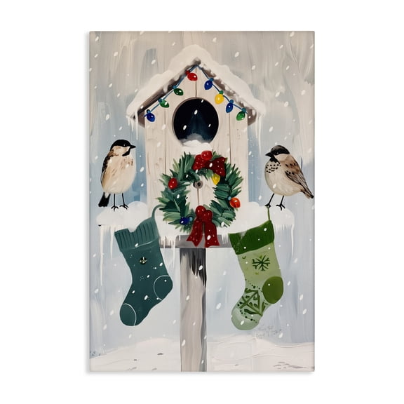 Stupell Industries Festive Christmas Birdhouse Canvas Wall Art, design by Arlington Prints