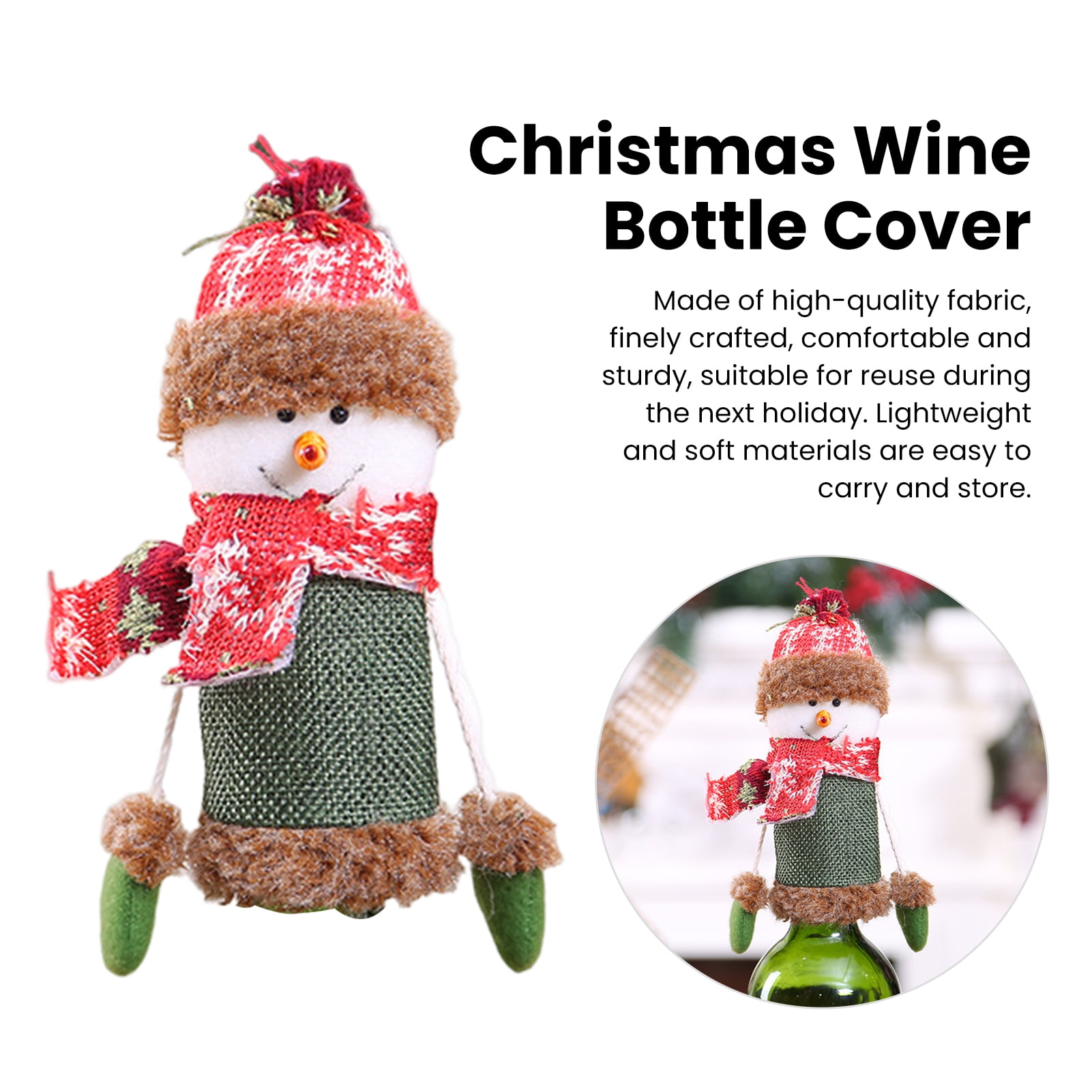 Festive Christmas Bottle Covers Handmade 3D Cartoon Santa Claus