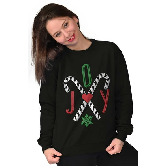 Festive Christmas Candy Cane Joy Women Plus Size Crewneck Sweatshirt Brisco Brands 5X
