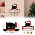 thumbnail image 1 of Festive Christmas Cat Ornament with Santa Hat and Snowflake Design for Wall Door Hanging Decoration, 1 of 7
