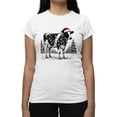 thumbnail image 1 of Festive Christmas Cow Lights Tee T-shirt Women's, 1 of 1