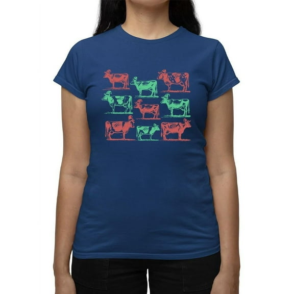 Festive Christmas Cows Icons Tee T-shirt Women's