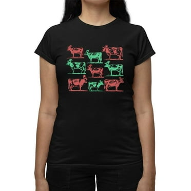 Festive Christmas Cows Icons Tee T-shirt Women's