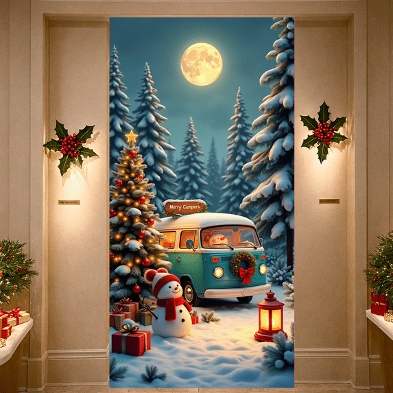 Festive Christmas Decor Holiday Banner Winter Scene for Christmas Party Indoor Events Festive Decorations
