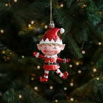 Festive Christmas Decorations - Assorted Character Ornaments with Hooks - Durable Plastic Tree/Window Pendants (4.7in, Red)