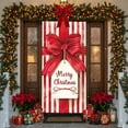 thumbnail image 1 of Festive Christmas Door Cover With Elastic Fabric Fit, Large Holiday Themed Door Curtain For Wall And Front Porch Seasonal Party Decorations, 1 of 9