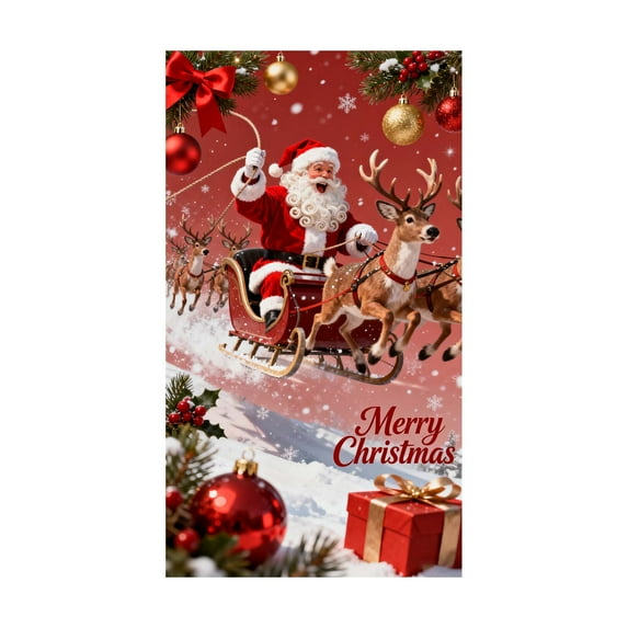 Festive Christmas Door Cover for Holiday Parties - 2025 Elastic Decoration for Home 36x80 Inches