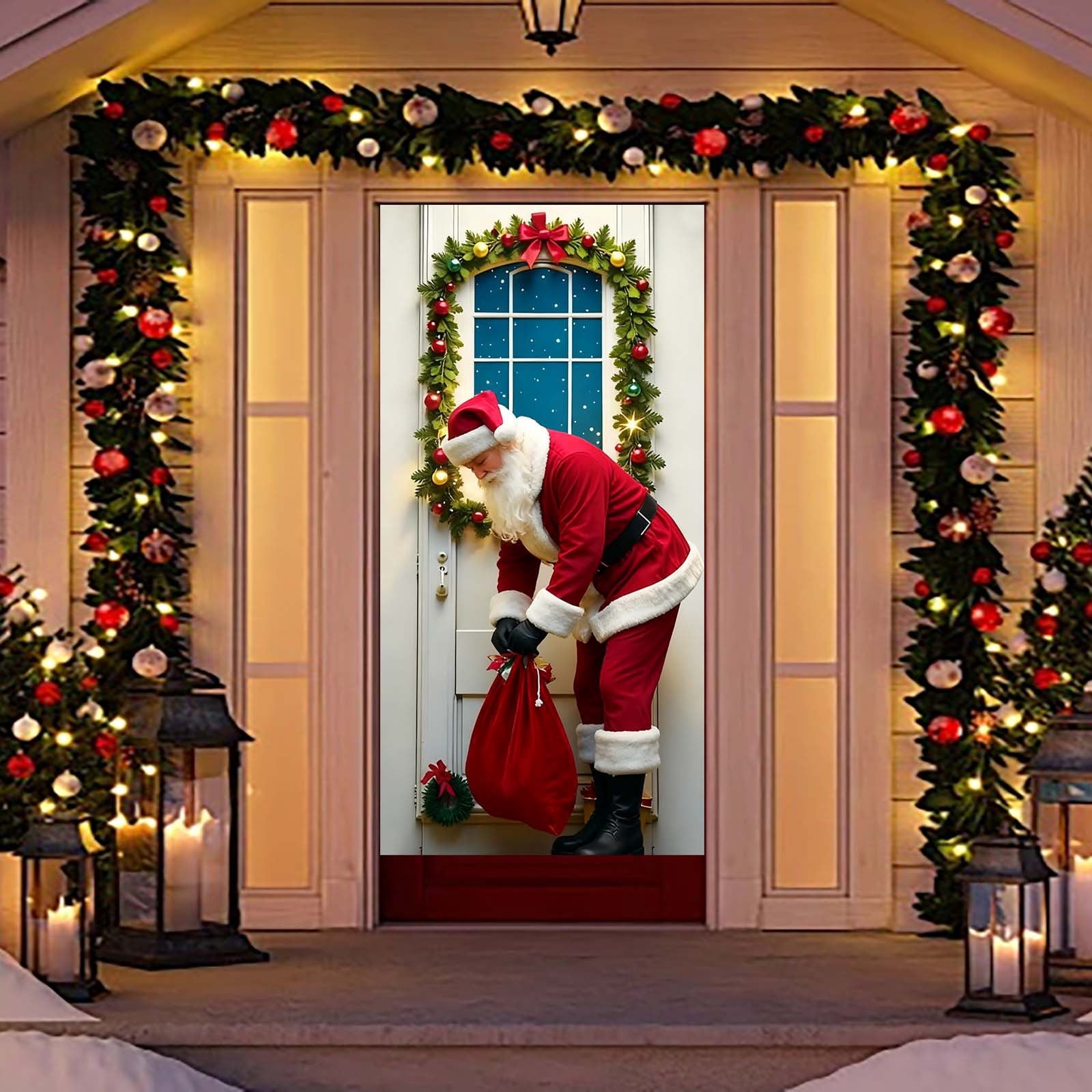 Festive Christmas Door Curtain Decoration with Holiday Design, Perfect ...