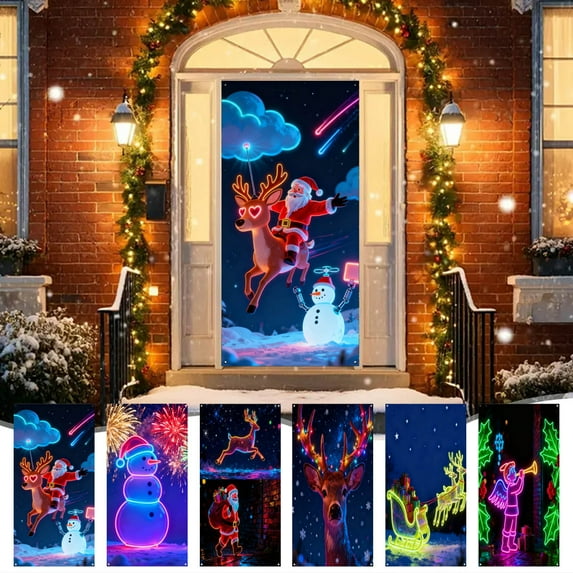 Festive Christmas Door Hanging Cover Tapestry - 71*35in Party Decor for Home & Events, Durable Material, Vibrant Festive Design, Easy to Install, Enhances Holiday Door Curb Appeal, M