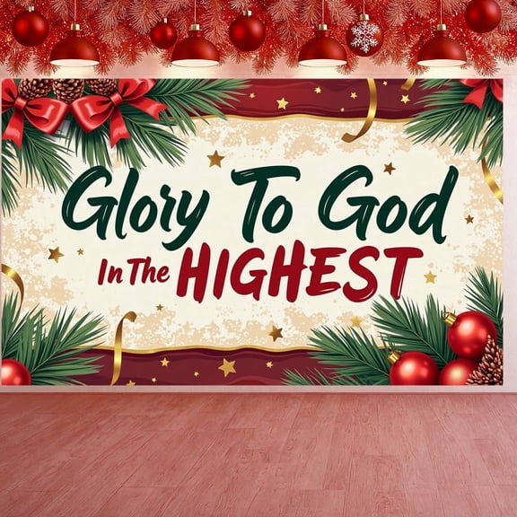 Festive Christmas Glory Banner Religious Holiday Decorative Hanging for Christmas Celebration Church Event Seasonal Decoration