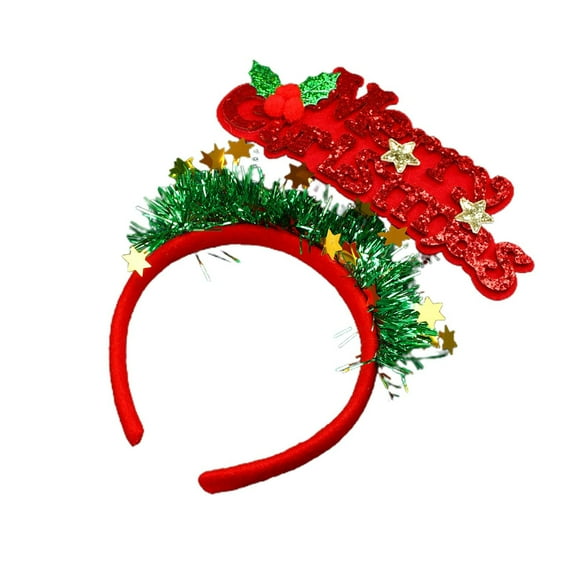 Festive Christmas Headbands Sparkly Green Glitter Hair Hoops Holiday Party Headwear Hair Accessories for Women Girls