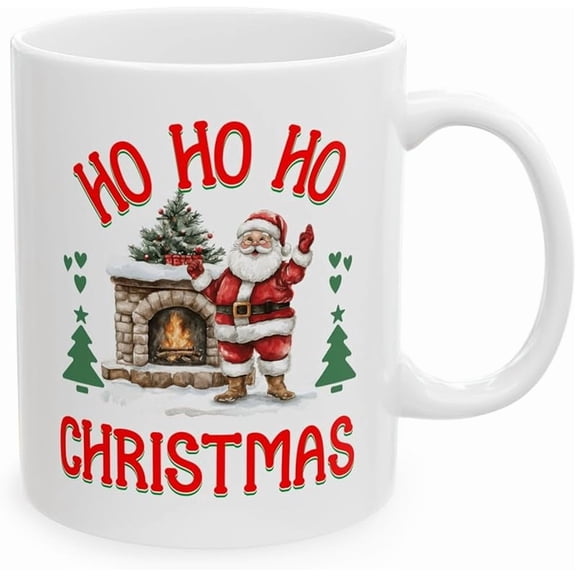 Festive Christmas Mug - Ho Ho Ho Design, Holiday Gift, Hot Cocoa Cup, Winter Decor, Santa Coffee Mug