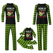 FFNMZC 2 Pcs Grinch Family Christmas Pajamas Matching Sets, Grinch Merry Grinchmas Christmas Pjs Matching Sets Family Dad Mon Kids Baby Kids 2 Years