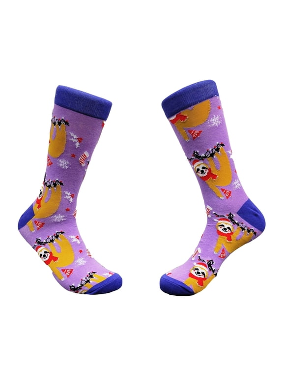 Festive Christmas Sloth Socks from the Sock Panda (Adult Large - Men's Shoe Sizes 8-12)