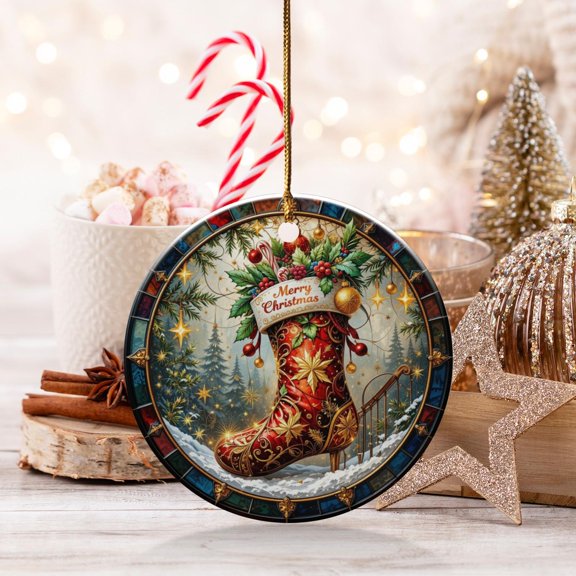 Festive Christmas Stocking Ornament, Holiday Decoration, Unique Christmas Gift, Ornament Keepsake, Traditional Christmas, Look
