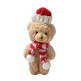 thumbnail image 1 of Festive Christmas Teddy Bear Doll with Red Scarf for Holiday Decor or Plush Companion, Soft Velvety Material, 1 of 6
