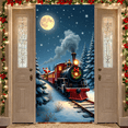 thumbnail image 1 of Festive Christmas Train Banner Holiday Decoration Snowy Scene with Santa for Winter Celebration Outdoor Decoration Holiday Party, 1 of 9
