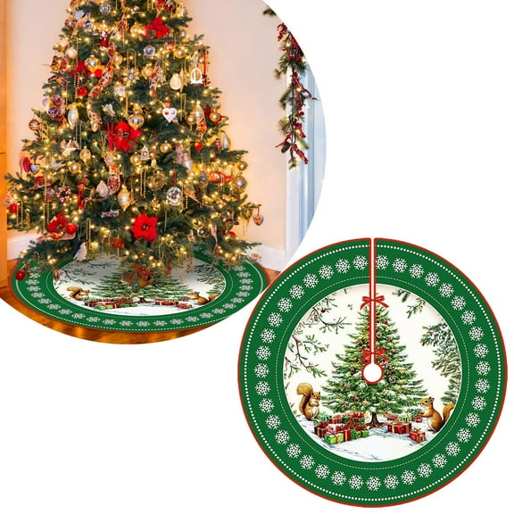 Festive Christmas Tree Skirt with Decorative Holiday Patterns for Home Parties and Seasonal Celebrations