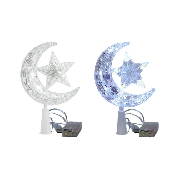 Festive Christmas Tree Topper with Glowing Moon and Star Design, Magnetic Luminous Decor for Holiday Celebration, Elegant Holiday Interior Decoration, Light-up Christmas Tree Ornament